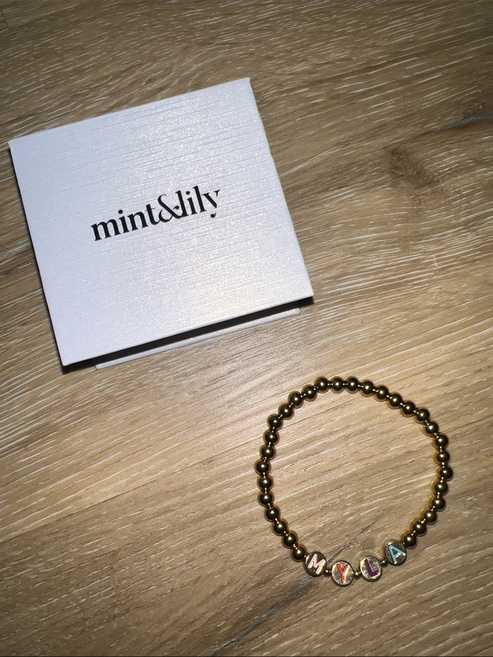 Gold Beaded 'MYLA' Letter Bracelet - Women Jewelry